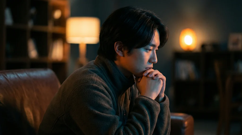 Persona pensativa mirando la pantalla de apuestas deportivas de MMA