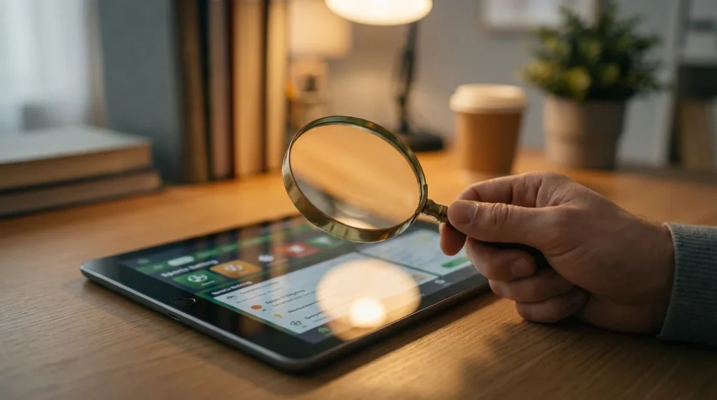 Lupa sobre una pantalla de apuestas deportivas de MMA buscando valor